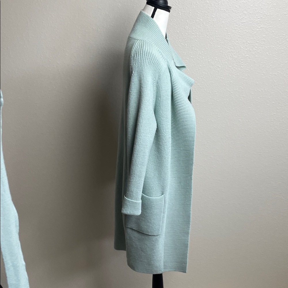 ANN TAYLOR Cardigan knit Long Duster sweater with belt seafoam green - Picture 15 of 16